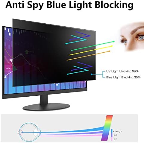 [שדרוג 2023] מסנן מסך פרטיות למחשב בגודל 24 אינץ ' עבור 16:9 כל אחד בשולחן העבודה/צג ללא מסגרת-נשלף אור כחול חסימת
